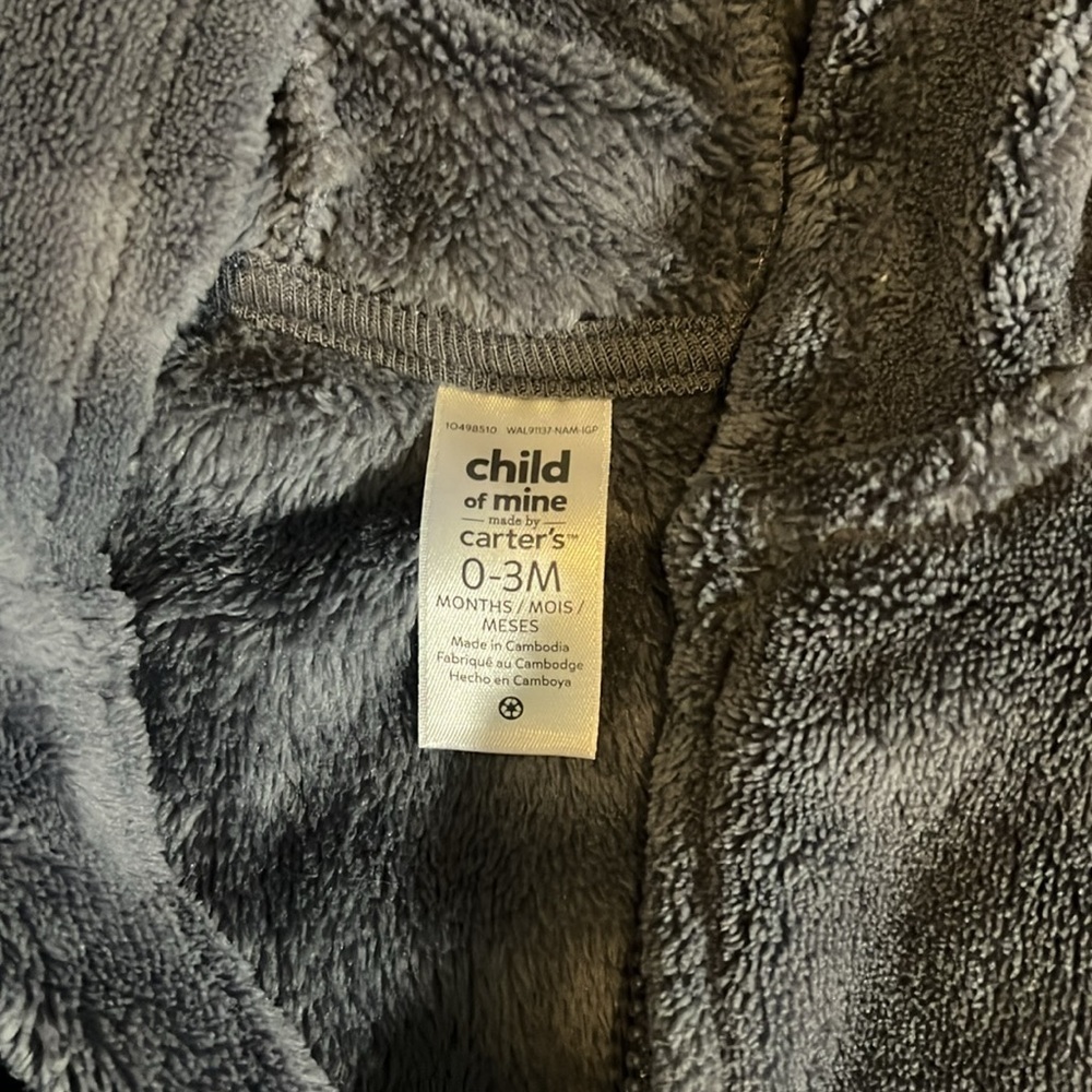 Cold Weather Baby Clothes, 3 months Carter’s fuzzy fleece bodysuits jacket - Picture 11 of 12